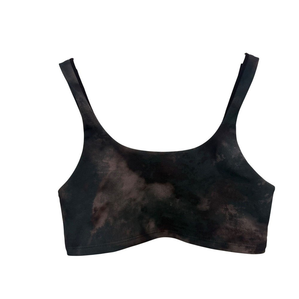 Alo Yoga XS Dark Tie Dye Scoop Neck Sports Bra Black Plum RN 67370